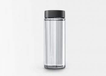 Cylindrical Clear Glass Bottle Free Mockup