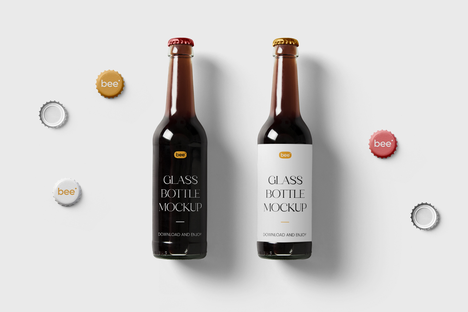 Glass Bottle with Cap Free Mockups
