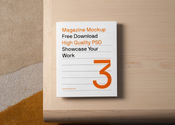 Magazine on Table Free Mockup