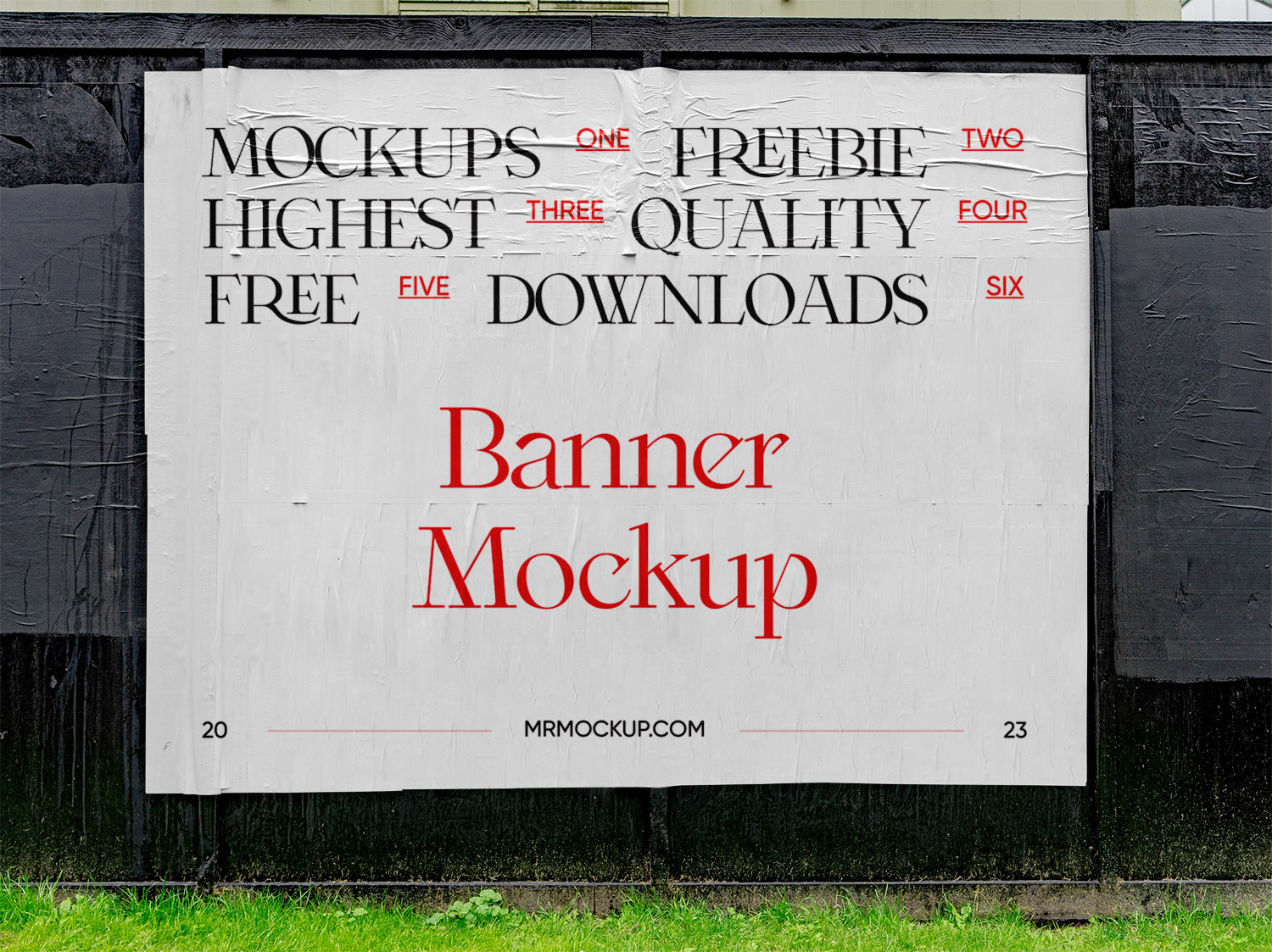 Paper Banner Large Format on Wall Free Mockup