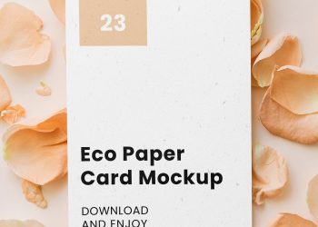 Paper Card with Flower Petal Free Mockup