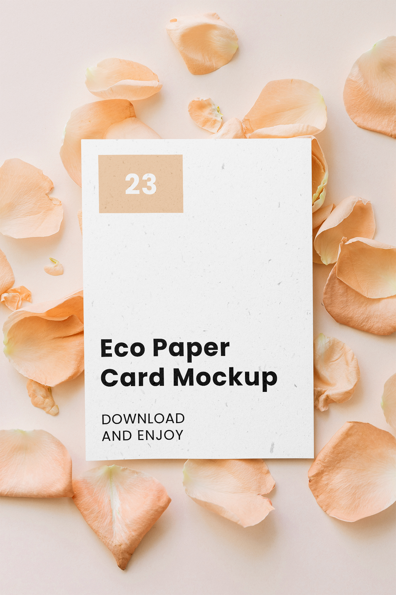 Paper Card with Flower Petal Free Mockup