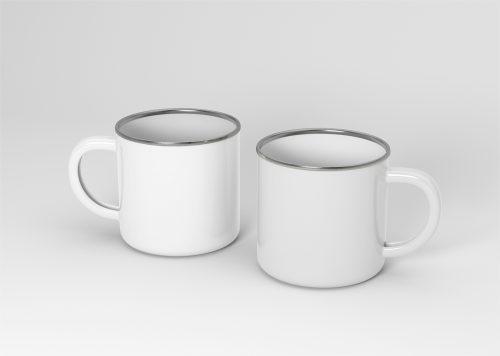 Two Enamel Mug Free Mockup