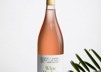 Wine Bottle with Label Free Mockup