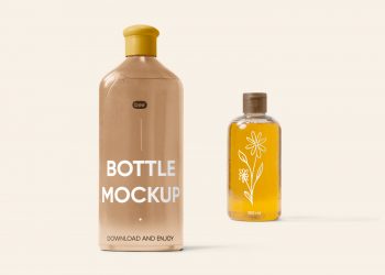Big and Small Shampoo Bottle Mockup