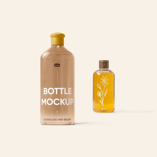 Big and Small Shampoo Bottle Mockup