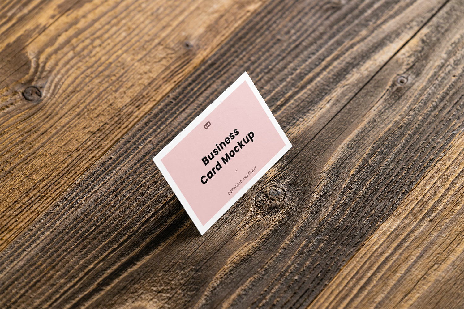 Business Card on Wood Free Mockup