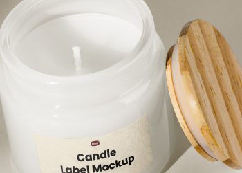 Candle with Wooden Cap Free Mockup