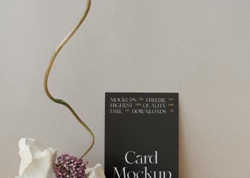 Card on Desk Free Mockups