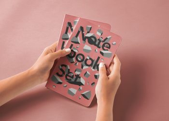 Hands Holding Notebook Free Mockup