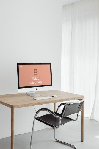 Home Office iMac Free Mockup