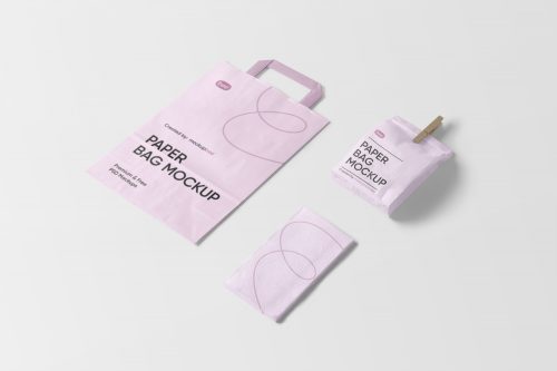 Paper Bags and Napkin Free Mockup