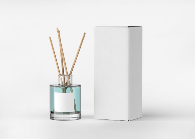 Reed Diffuser with Packaging Box Free Mockup — Free Mockup World