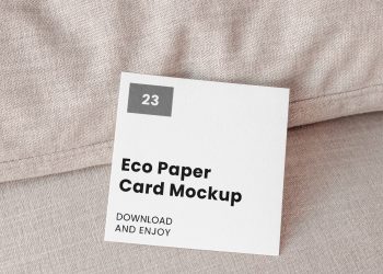 Square Card on Pillow Free Mockup