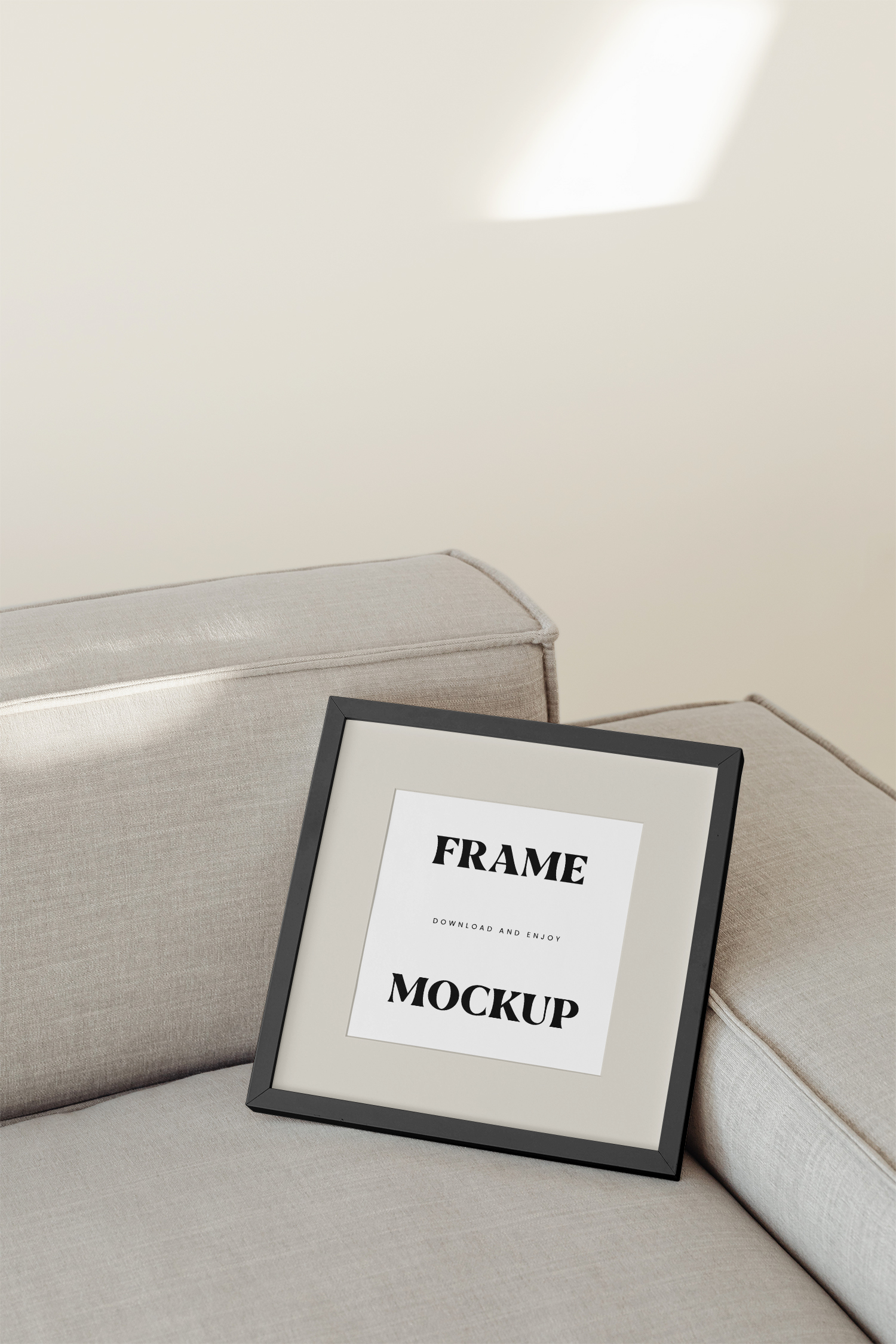 Square Frame on Couch Free Mockup