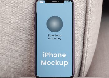 Standing iPhone Screen Free Mockup