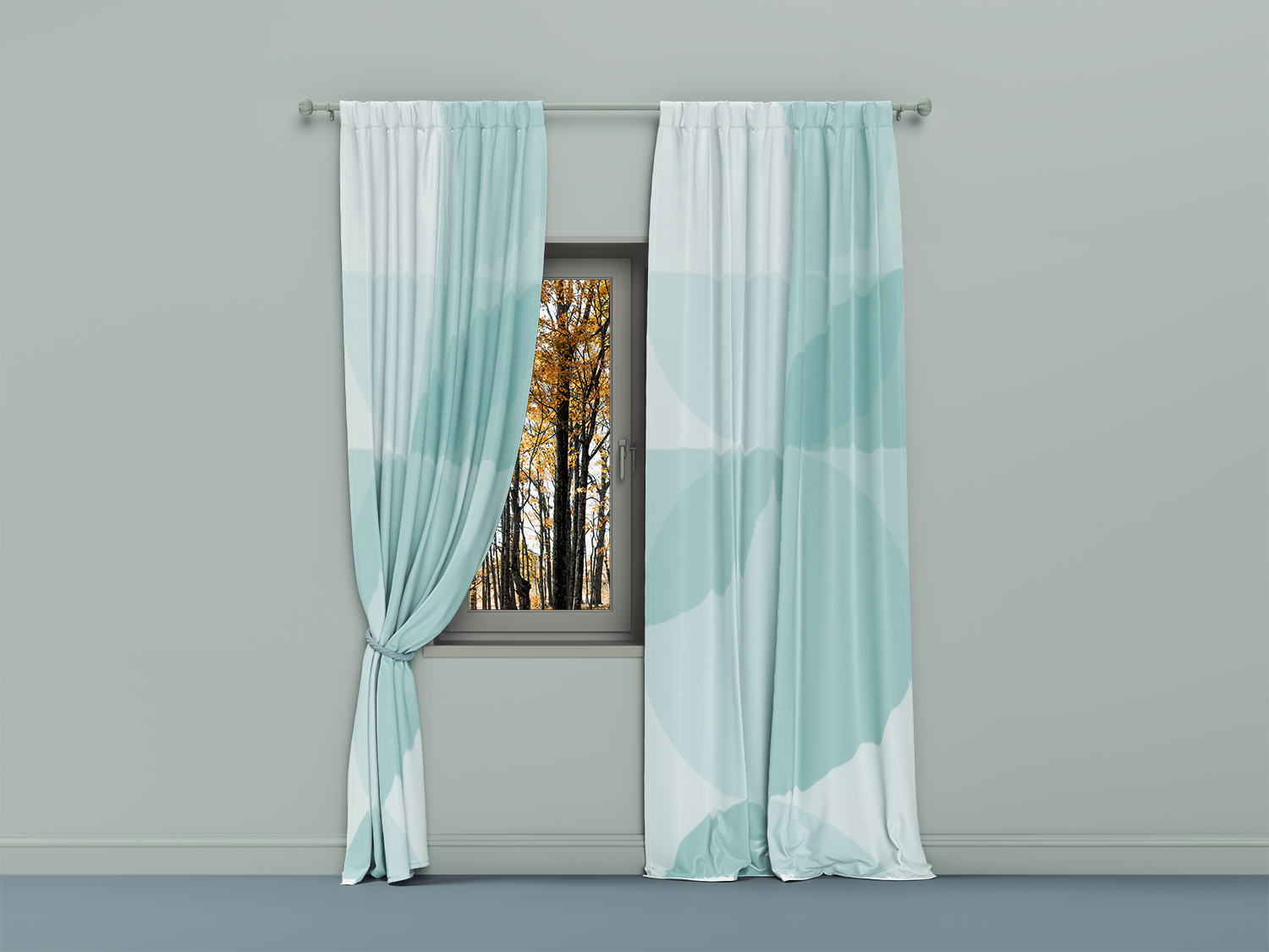 Window Curtain Free Mockup