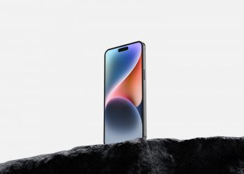 iPhone 14 Pro Max on Rock Free Mockup