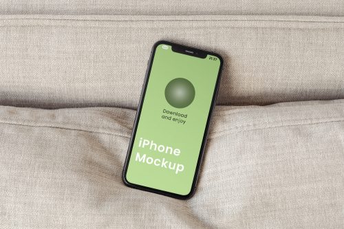 iPhone on Pillow Free Mockup
