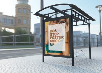 Bus Stop Poster Free Mockup