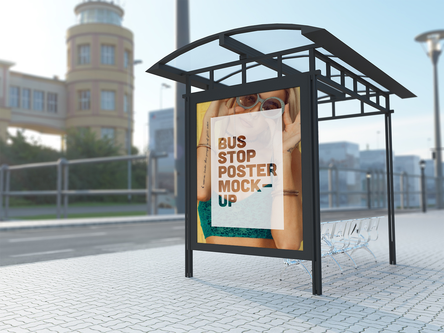 Bus Stop Poster Free Mockup