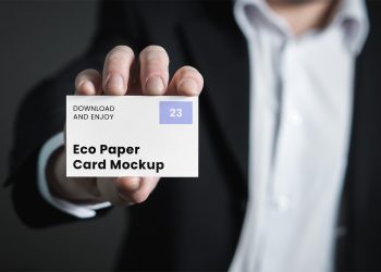 Business Card with Men Free Mockup