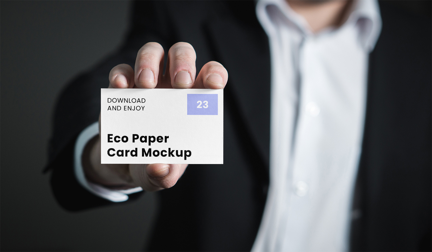 Business Card with Men Free Mockup