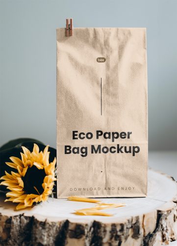 Eco Bag with Sunflower Free Mockup