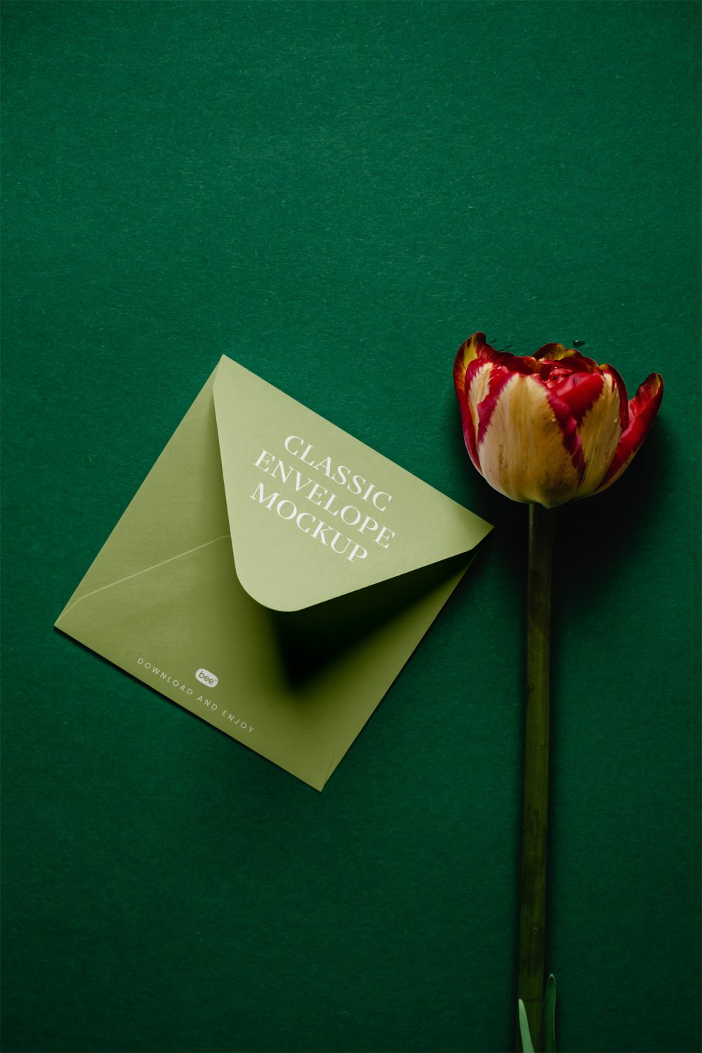 Envelope with Flower Free Mockup