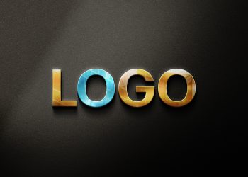 Golden Glass Logo Free Mockup