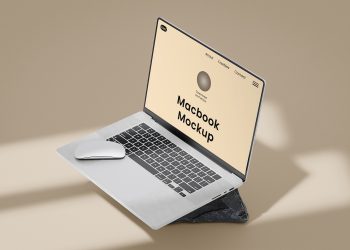 MacBook with Mouse Free Mockup