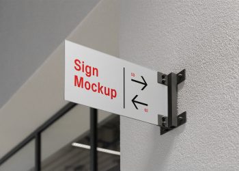 Metal Sign on Wall Free Mockup