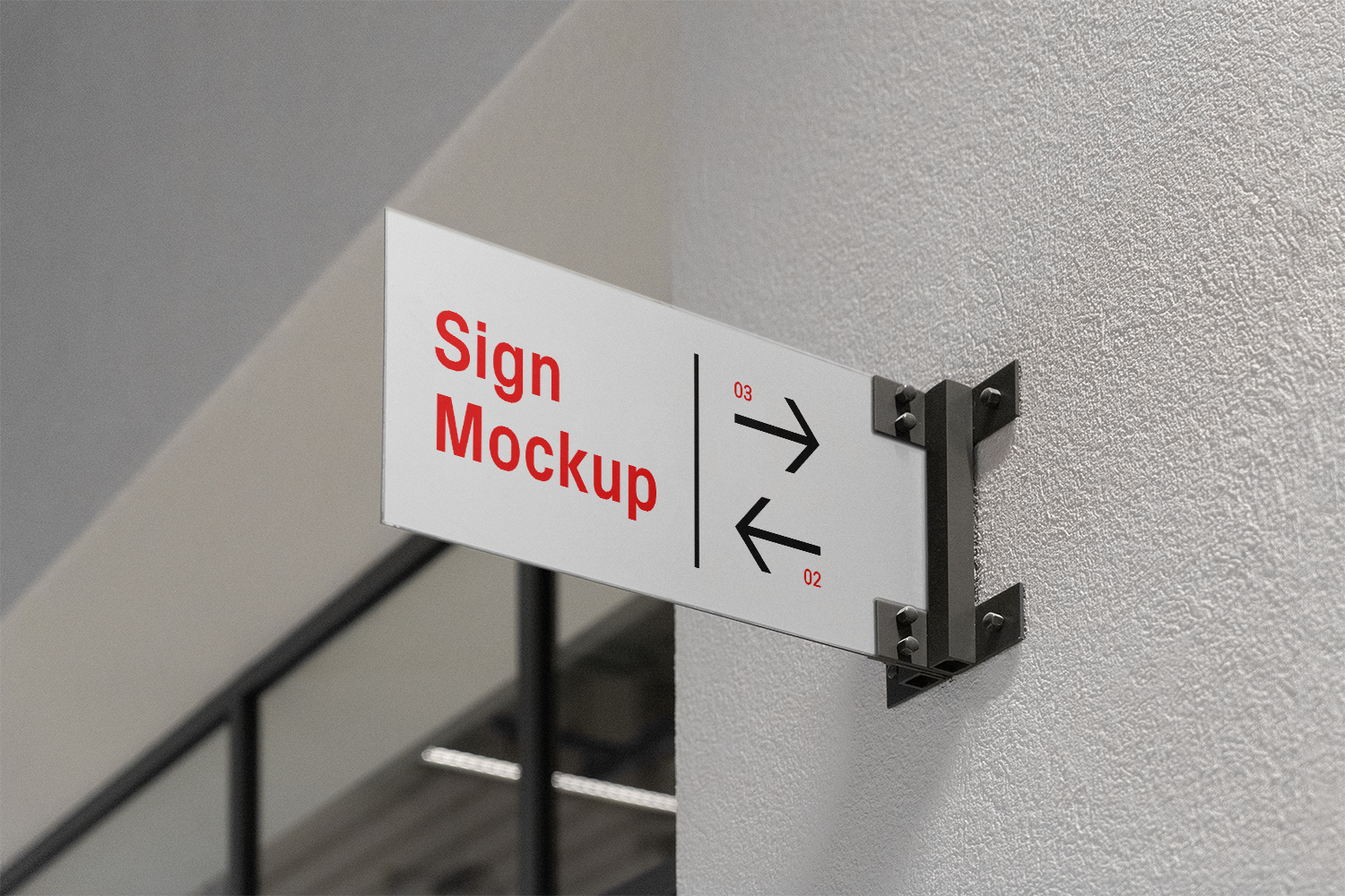 Metal Sign on Wall Free Mockup