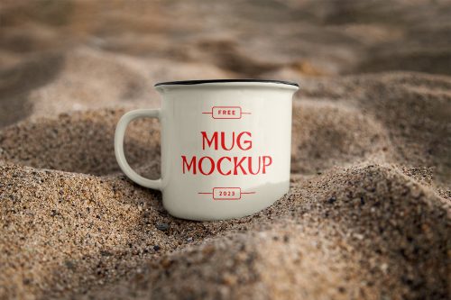 Mug in Sand Free Mockup