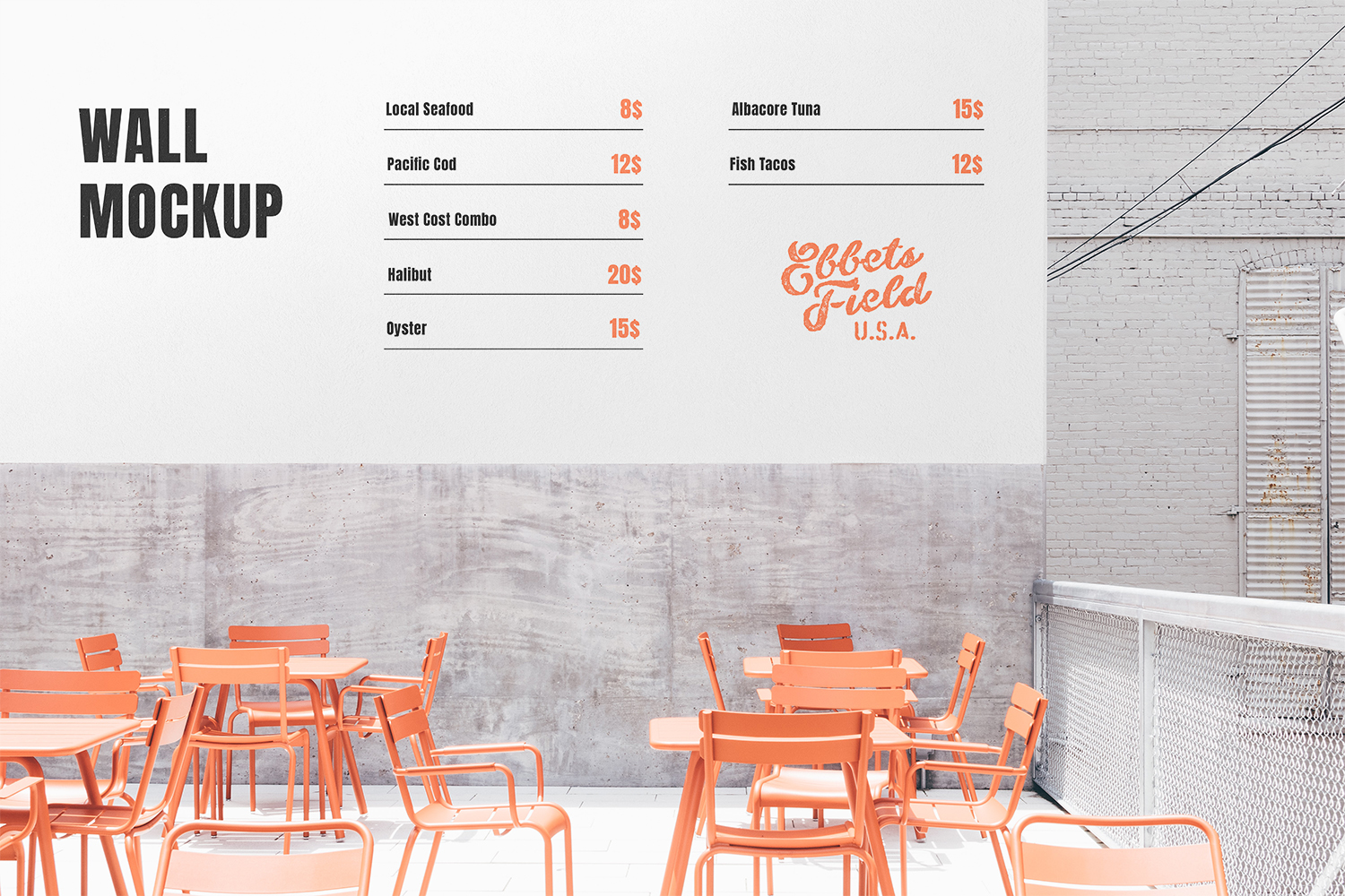 Restaurant Wall Free Mockup