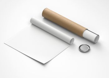 Rolled Canvas Poster with Paper Tube Free Mockup