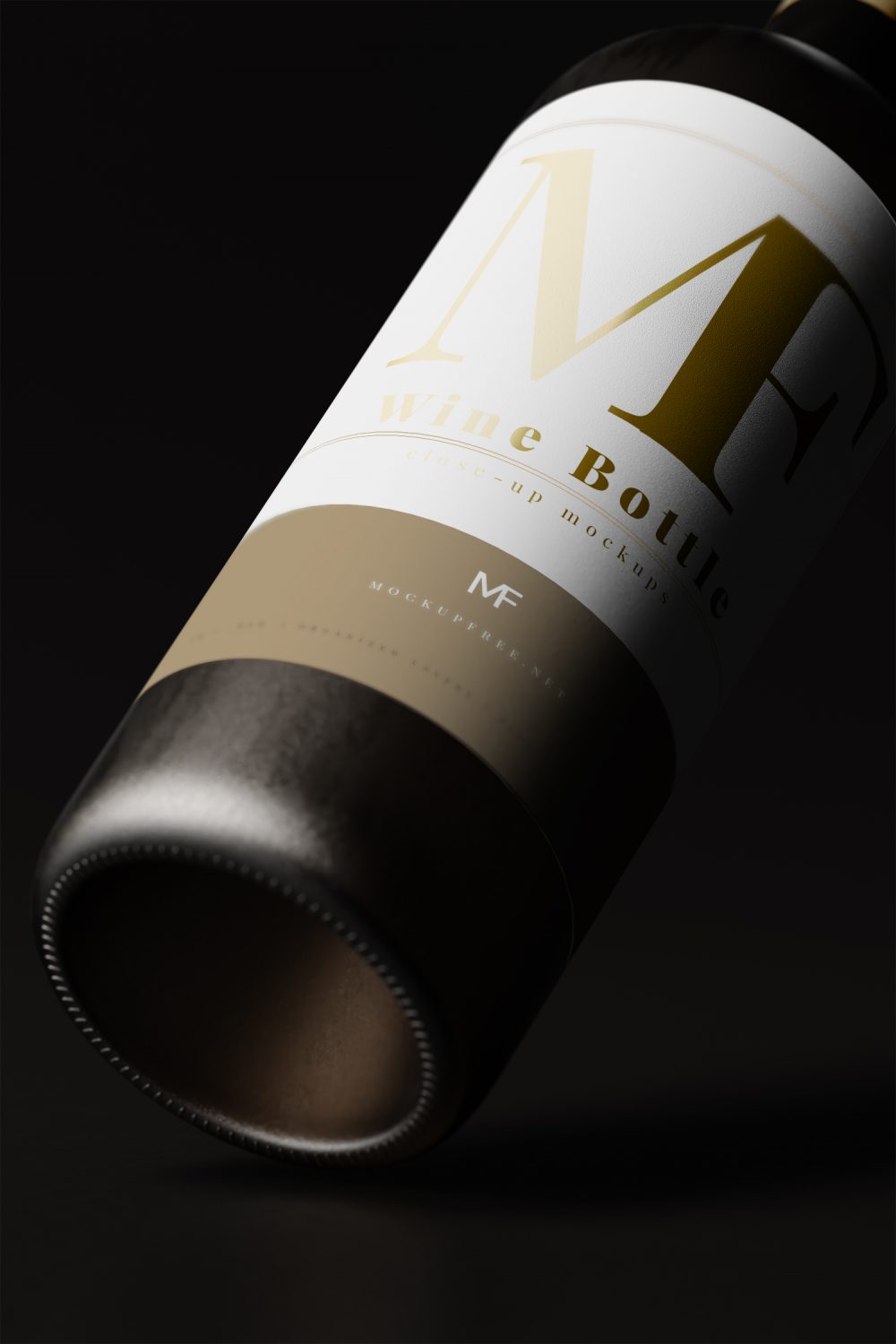 Wine Bottle Close-up Free Mockups