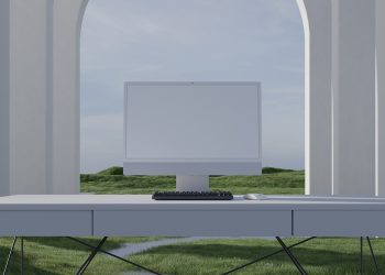 iMac Free Mockup Green Field