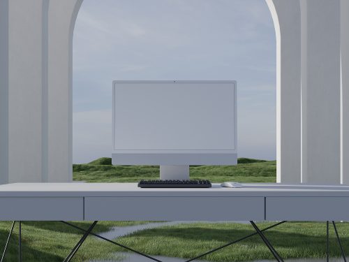 iMac Free Mockup Green Field