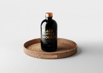 Black Glass Bottle Free Mockup