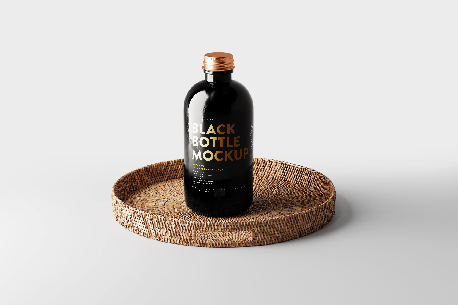 Black Glass Bottle Free Mockup