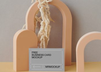 Cards with Paper Figures Free Mockup