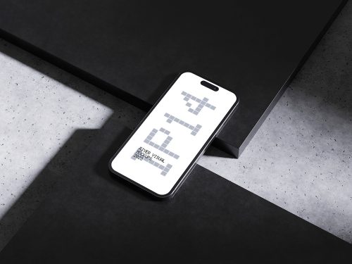 Concrete Black Box iPhone 14 Pro Free Mockup