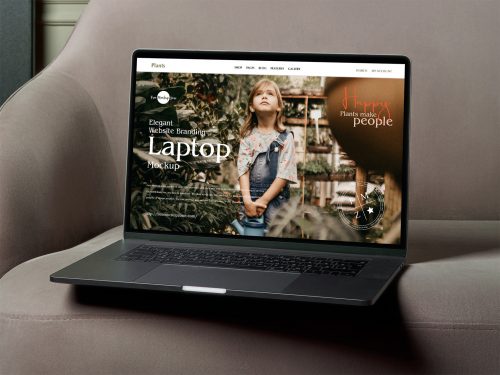 Elegant Website Branding Laptop Free Mockup