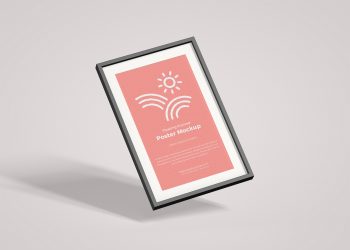 Floating Framed Poster Free Mockup