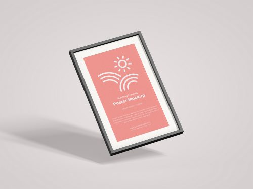 Floating Framed Poster Free Mockup