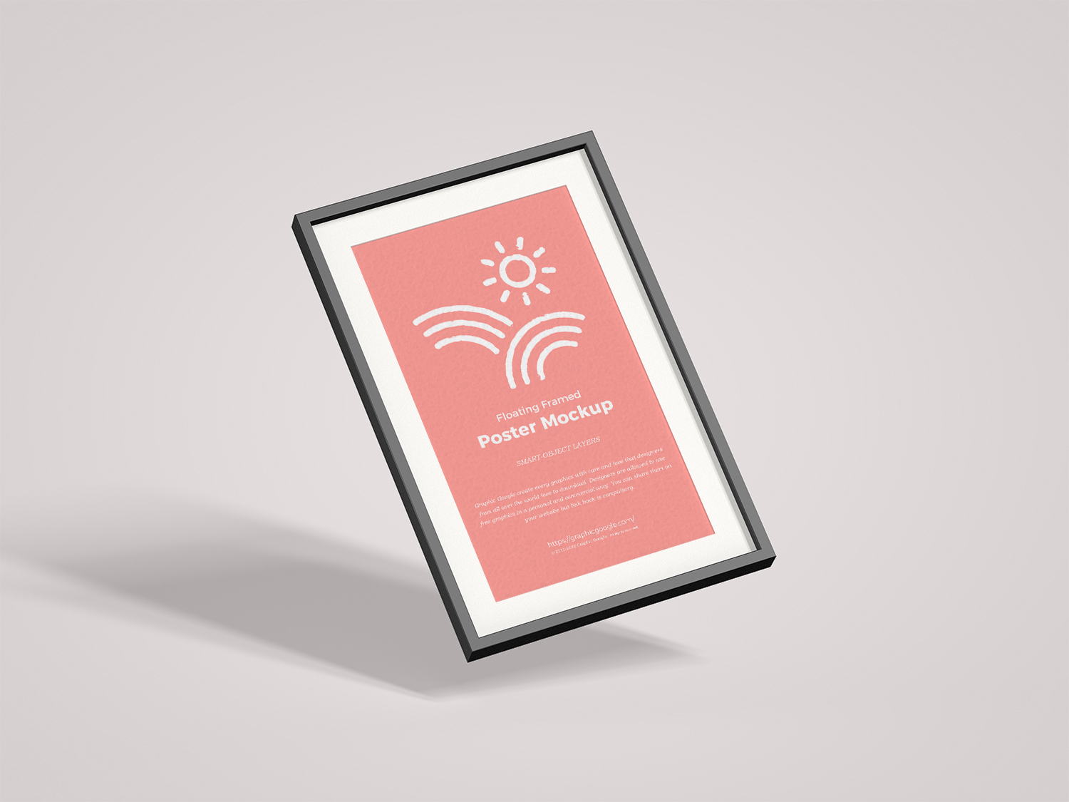 Floating Framed Poster Free Mockup