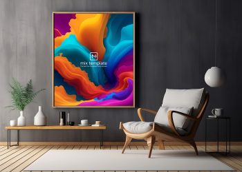 Interior Grey Wall Framed Poster Free Mockup