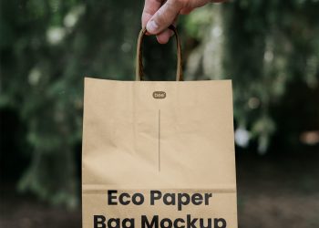 Paper Bag with Hand Free Mockup