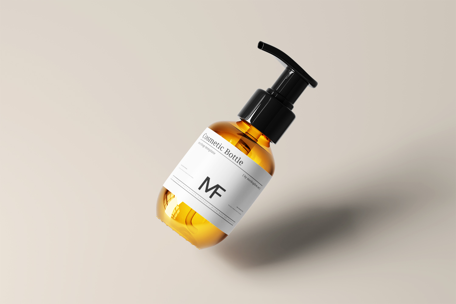 Small Amber Glass Cosmetic Pump Bottle Free Mockups